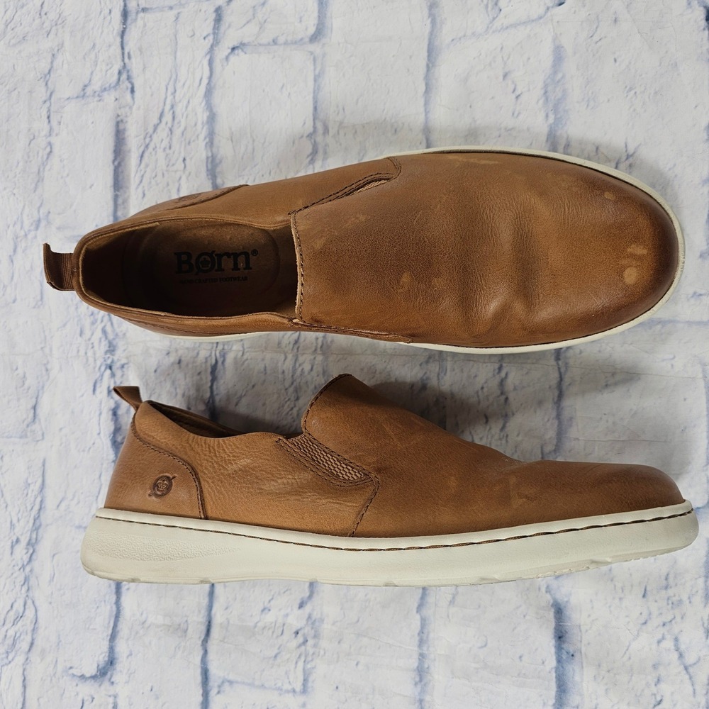 Born Leather Slip On Loafers Mens 13 Tan Brown Casual Comfort Shoes